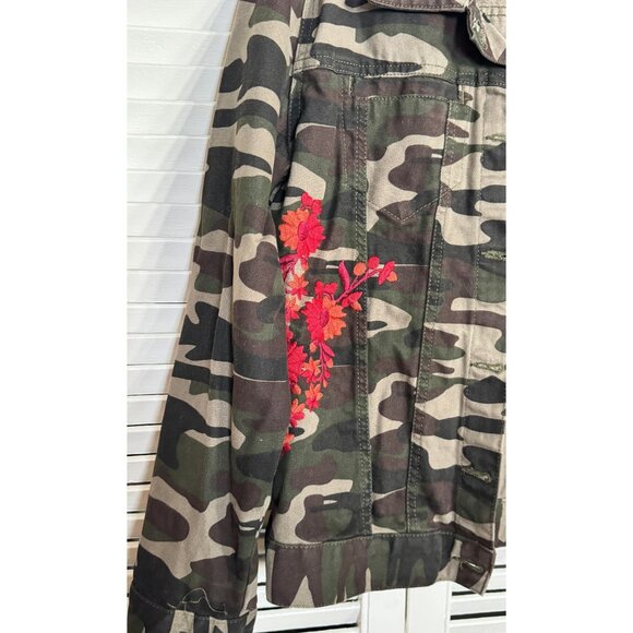 Anthropologie Pilcro Camo Embroidered Jacket XS  Floral Military Denim Utility - Picture 5 of 14